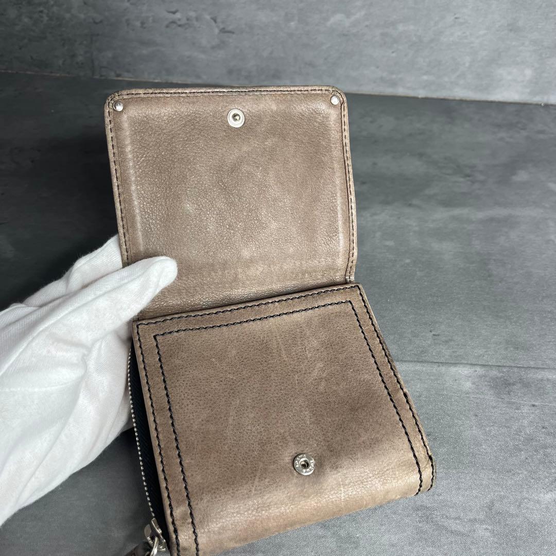ムササビ　ロエベ アナグラム 本革 二つ折り財布 小銭入れ付き パッチ