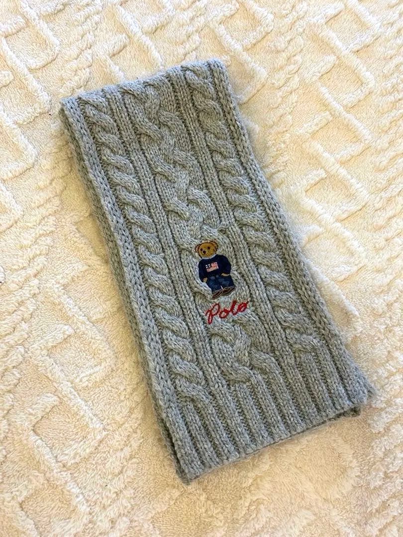 美品　Polo Ralph Lauren ポロベア　ケーブル編みマフラー