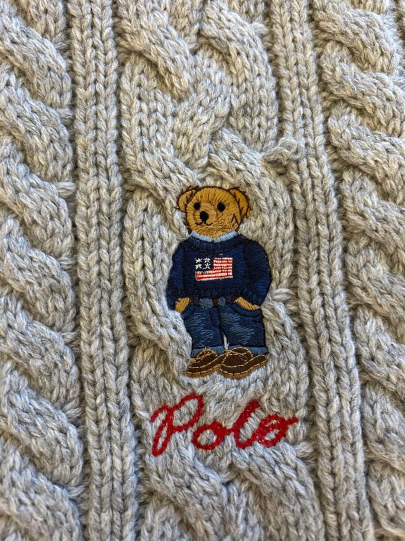 美品　Polo Ralph Lauren ポロベア　ケーブル編みマフラー