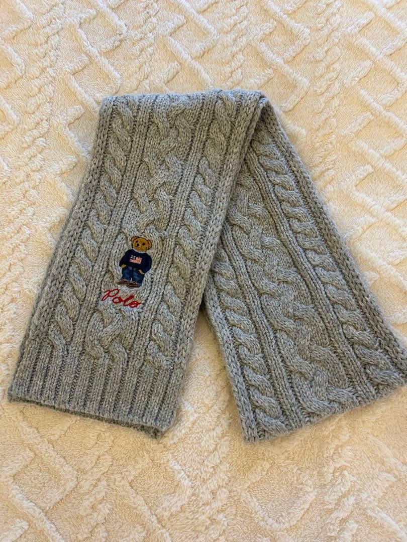 美品　Polo Ralph Lauren ポロベア　ケーブル編みマフラー
