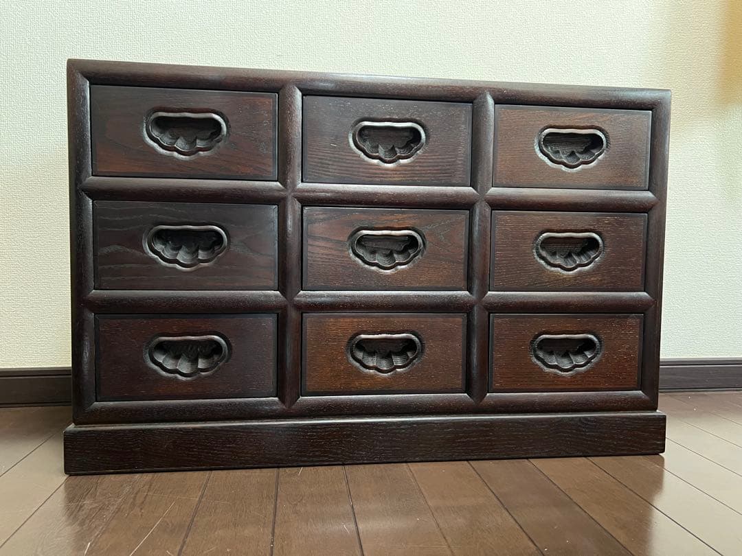 唐木 花梨 無垢材 9個3段 唐木家具 薬棚 薬箪笥 小箪笥 箪笥 和モダン
