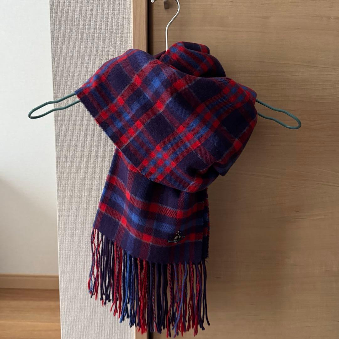 値下げ Vivienne Westwood カシミアチェックマフラー