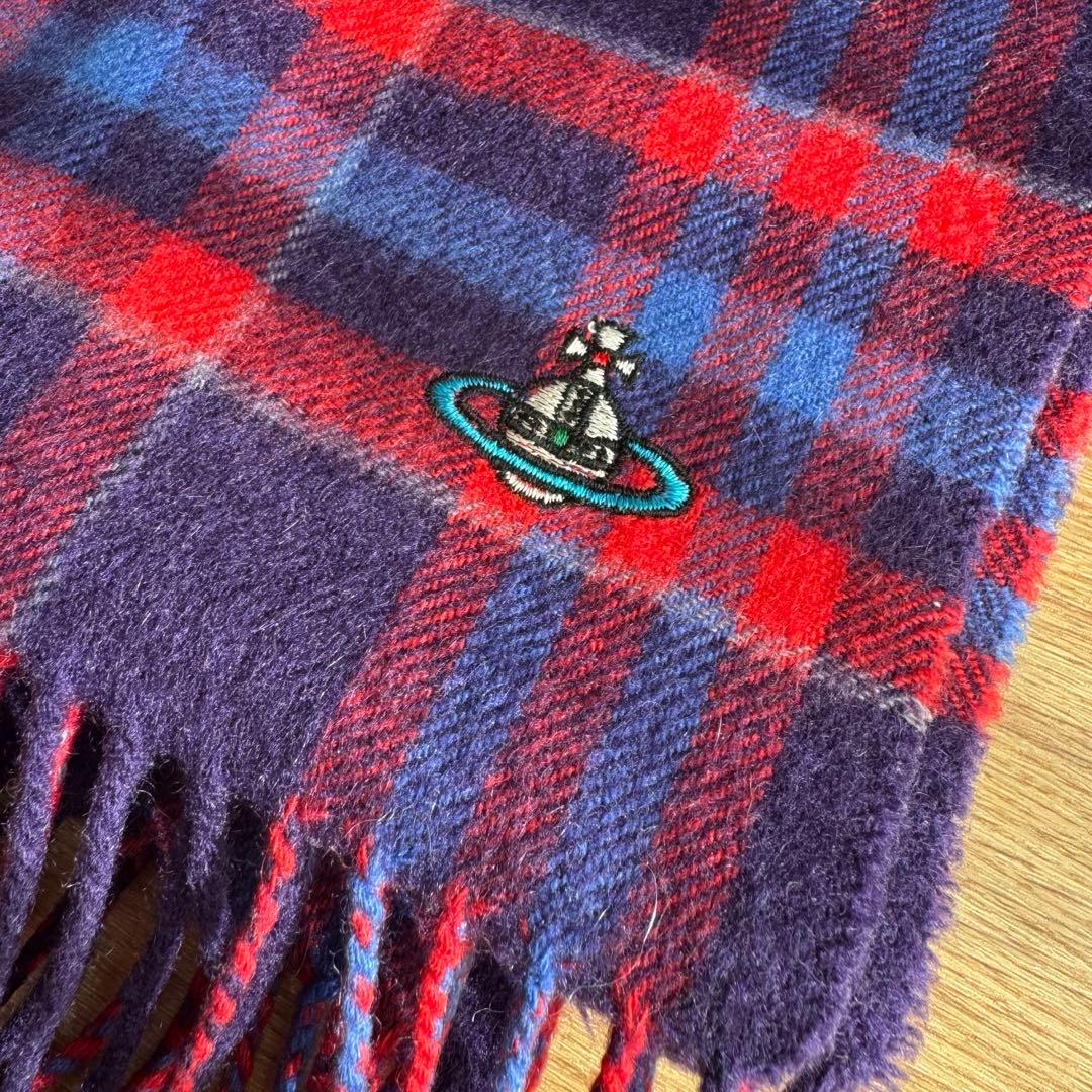 値下げ Vivienne Westwood カシミアチェックマフラー