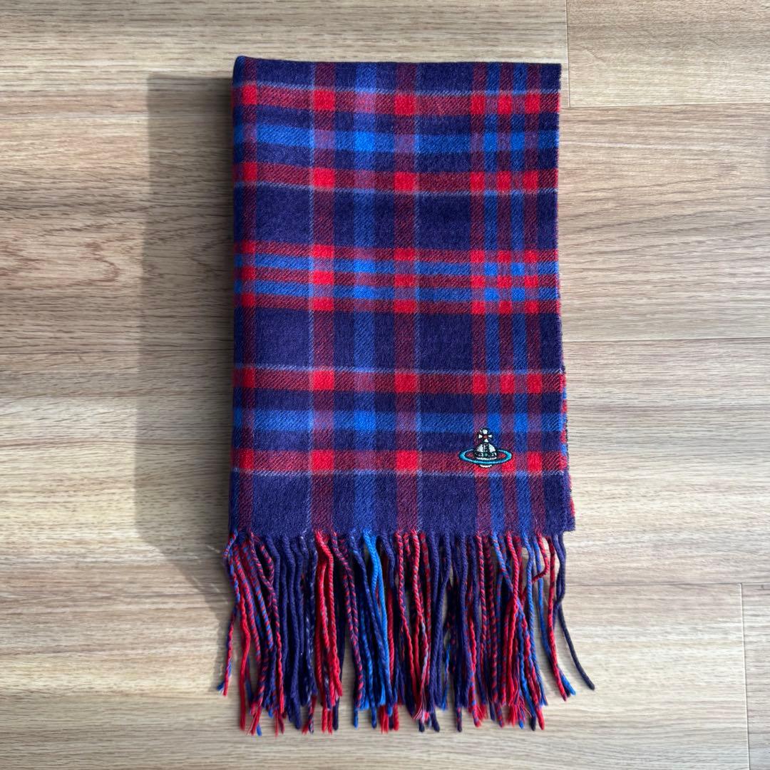 値下げ Vivienne Westwood カシミアチェックマフラー