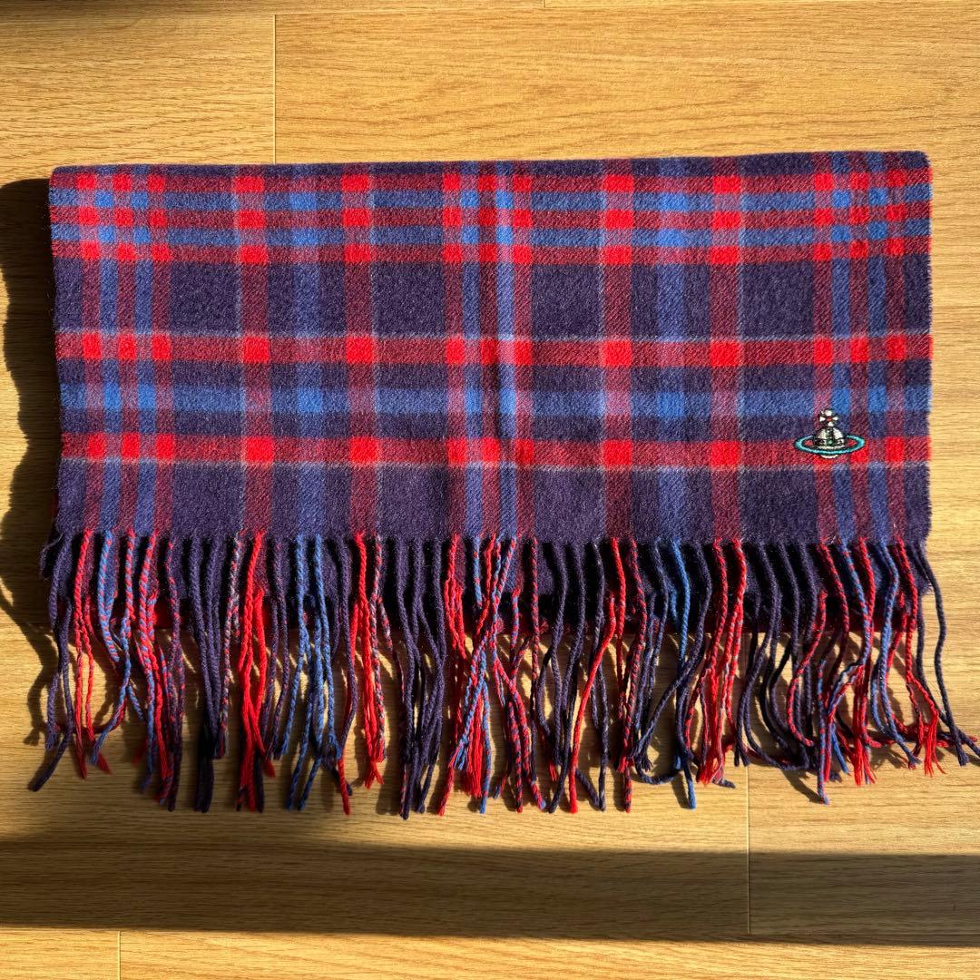値下げ Vivienne Westwood カシミアチェックマフラー