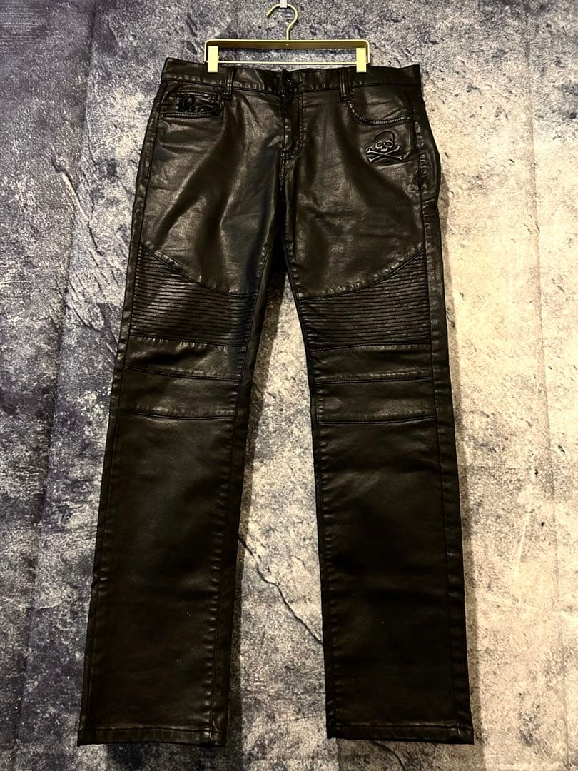 y2k grunge opium archive コーティング デニム　スカル