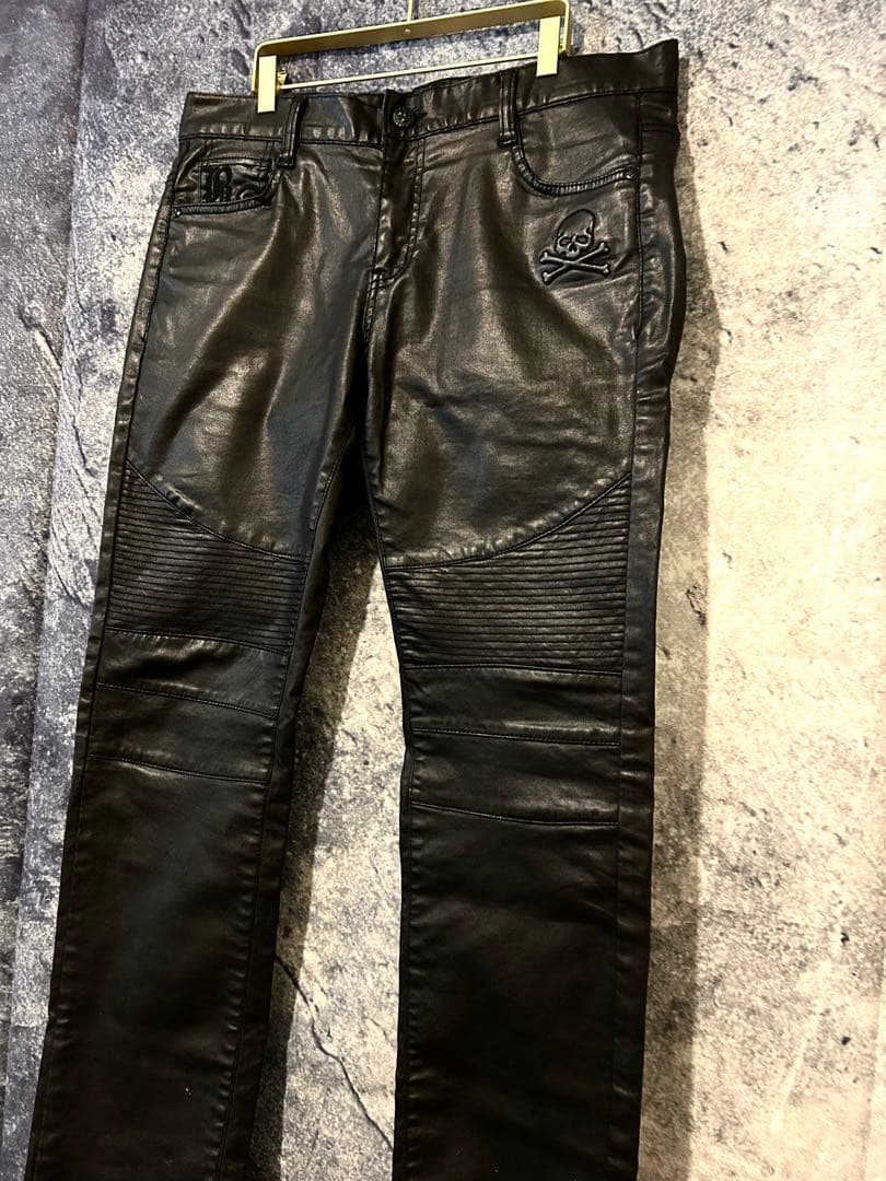 y2k grunge opium archive コーティング デニム　スカル