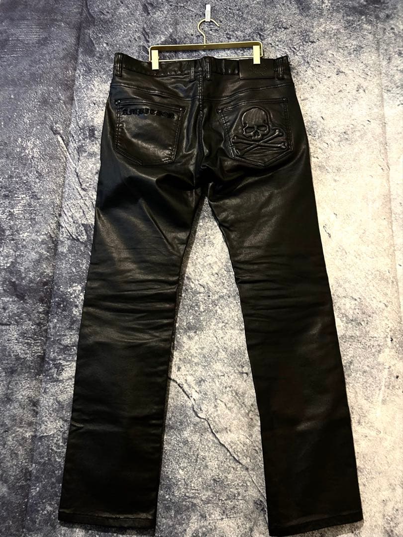 y2k grunge opium archive コーティング デニム　スカル