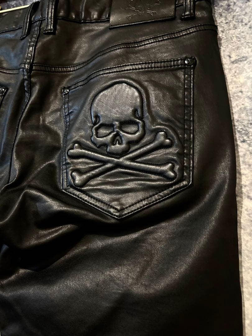 y2k grunge opium archive コーティング デニム　スカル