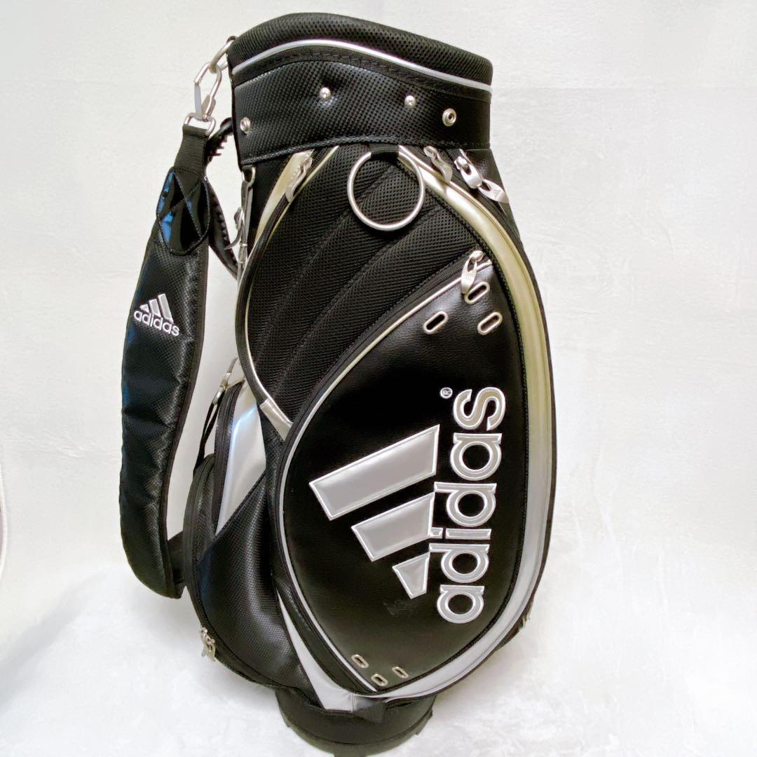 adidas アディダス　キャディバッグ　ブラック　黒　9型　ネームプレート付き