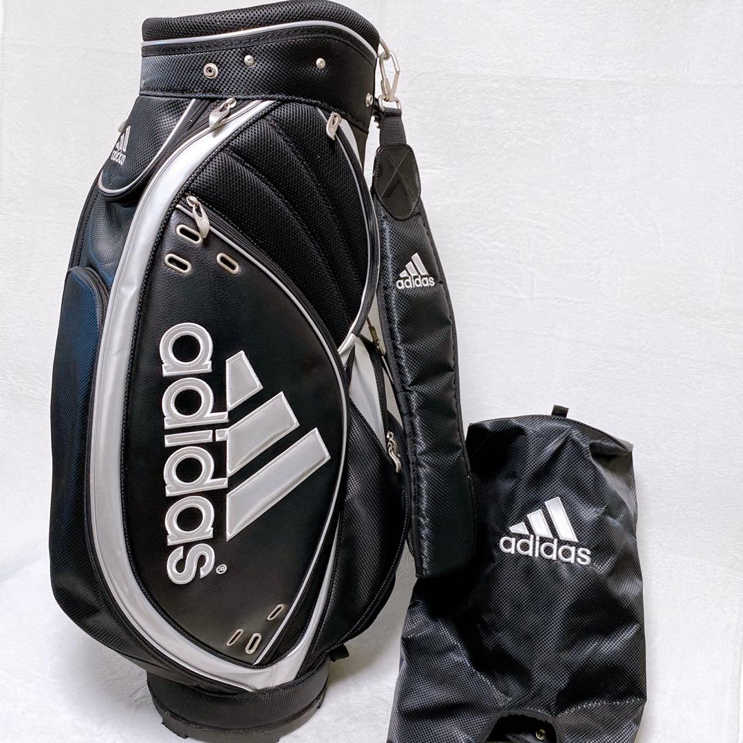 adidas アディダス　キャディバッグ　ブラック　黒　9型　ネームプレート付き