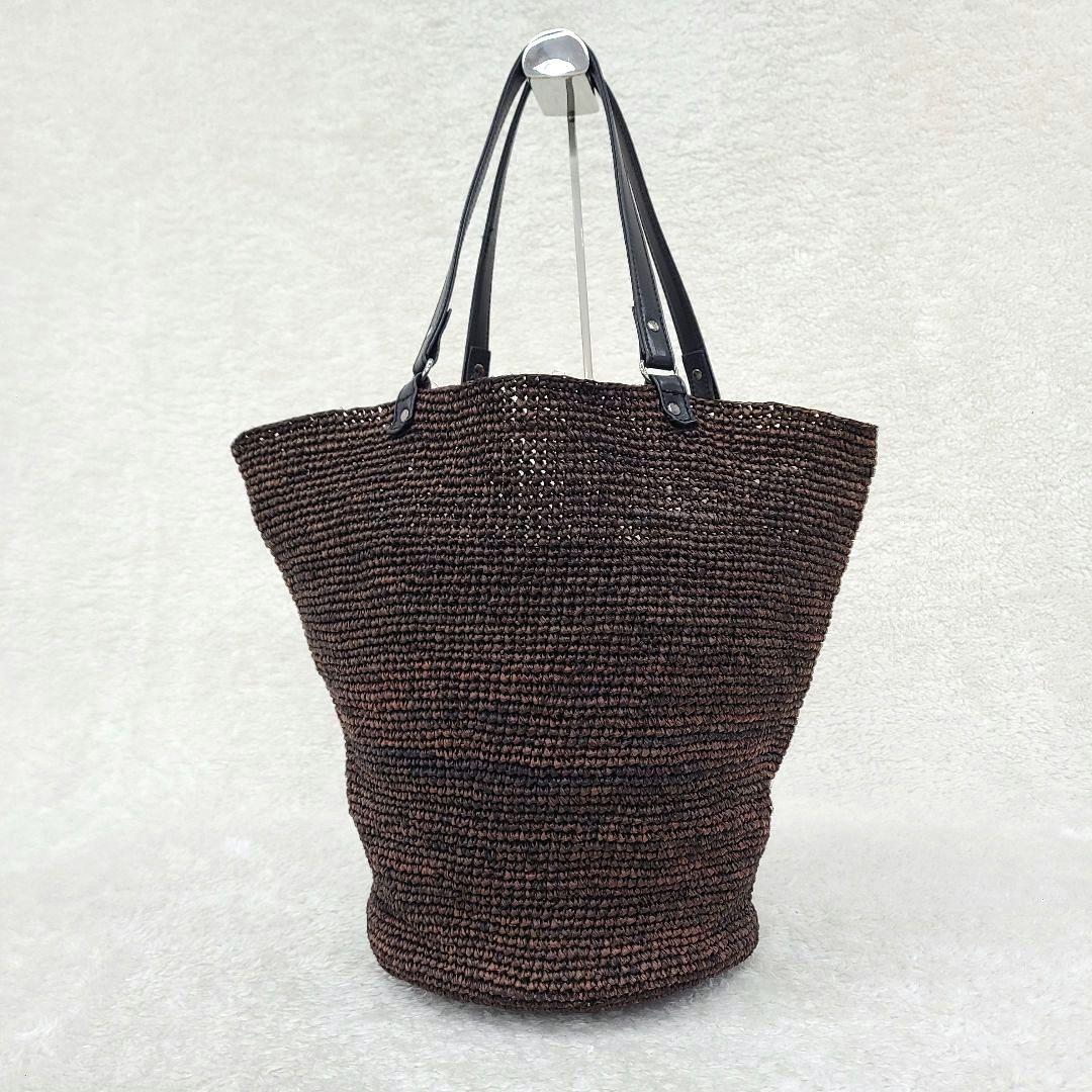 【人気】　ヘレンカミンスキー　かごバッグ　トート　ラフィア　バケツ型　ブラウン