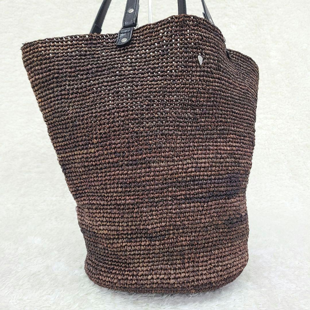 【人気】　ヘレンカミンスキー　かごバッグ　トート　ラフィア　バケツ型　ブラウン
