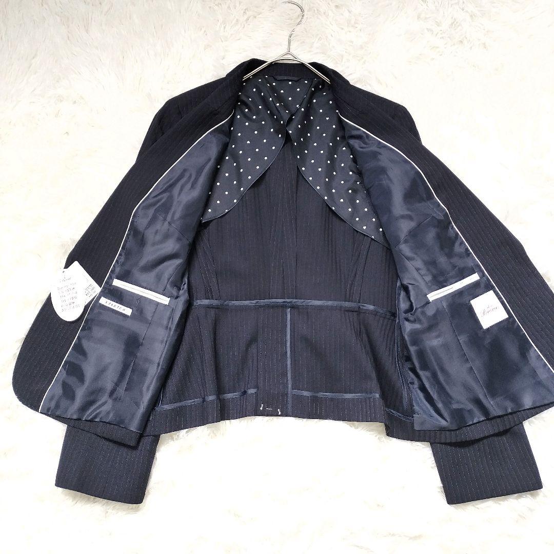 新品タグ付き✨n♡line 佐々木希 セットアップ シルク混13号紺 ストライプ