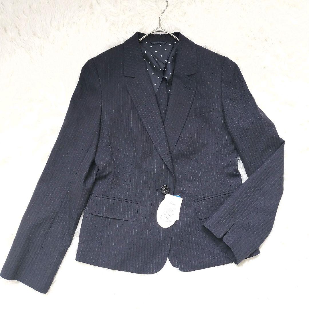 新品タグ付き✨n♡line 佐々木希 セットアップ シルク混13号紺 ストライプ