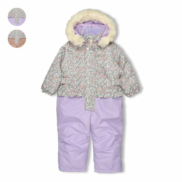 ななまる　新品110小花柄切替スノーコンビ・スノーウェア