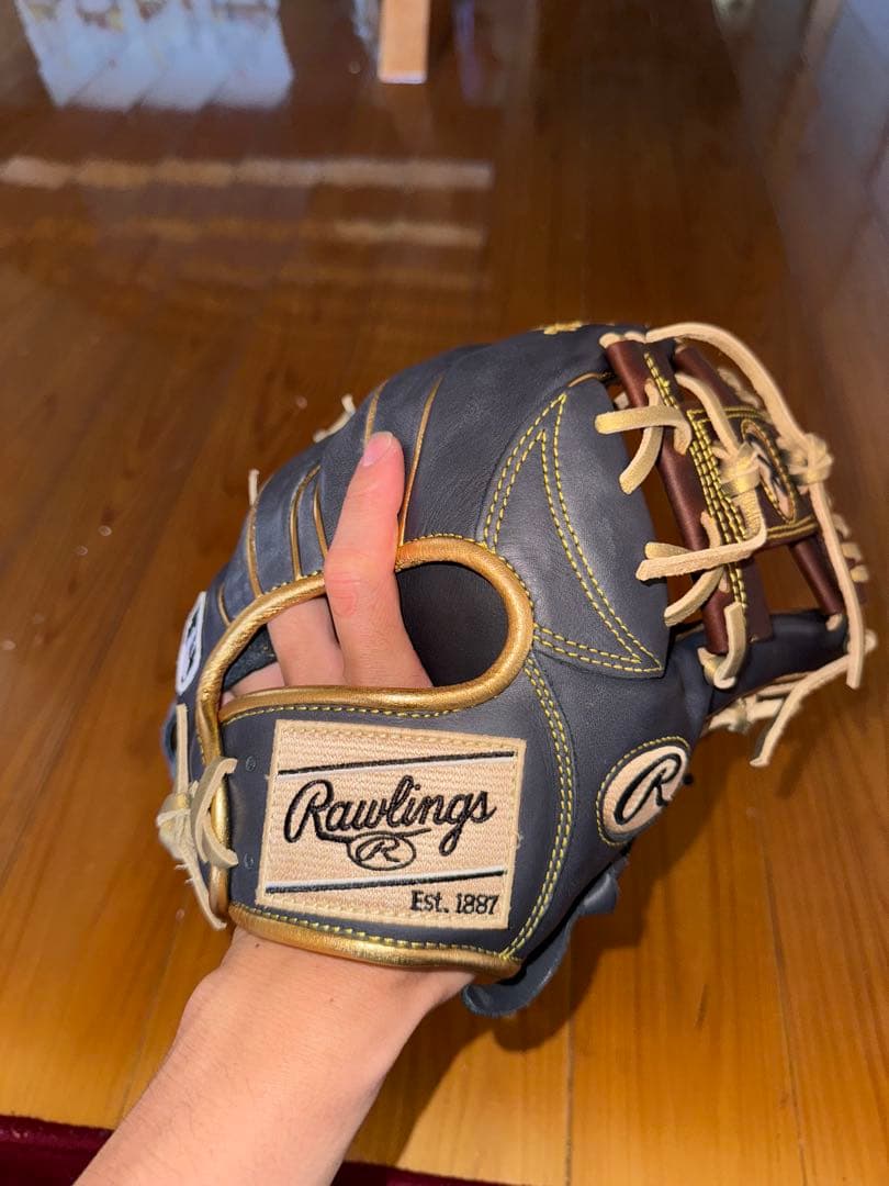 Rawlings 軟式グローブ ネイビー/ブラウン 収納袋付き