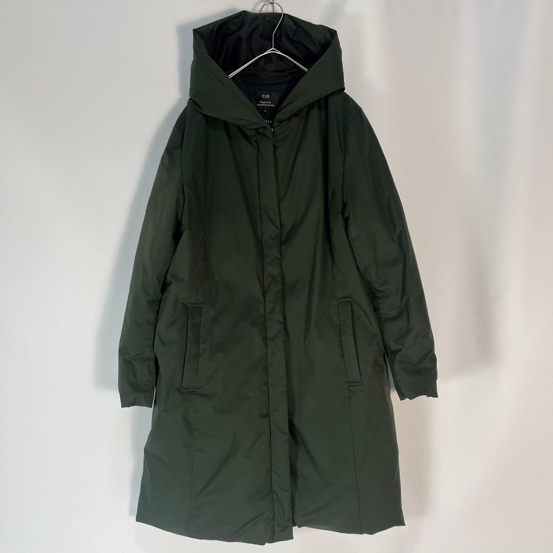 46 大きめ　23区　ロングダウンコート　フード付き　ADS LIMONTA