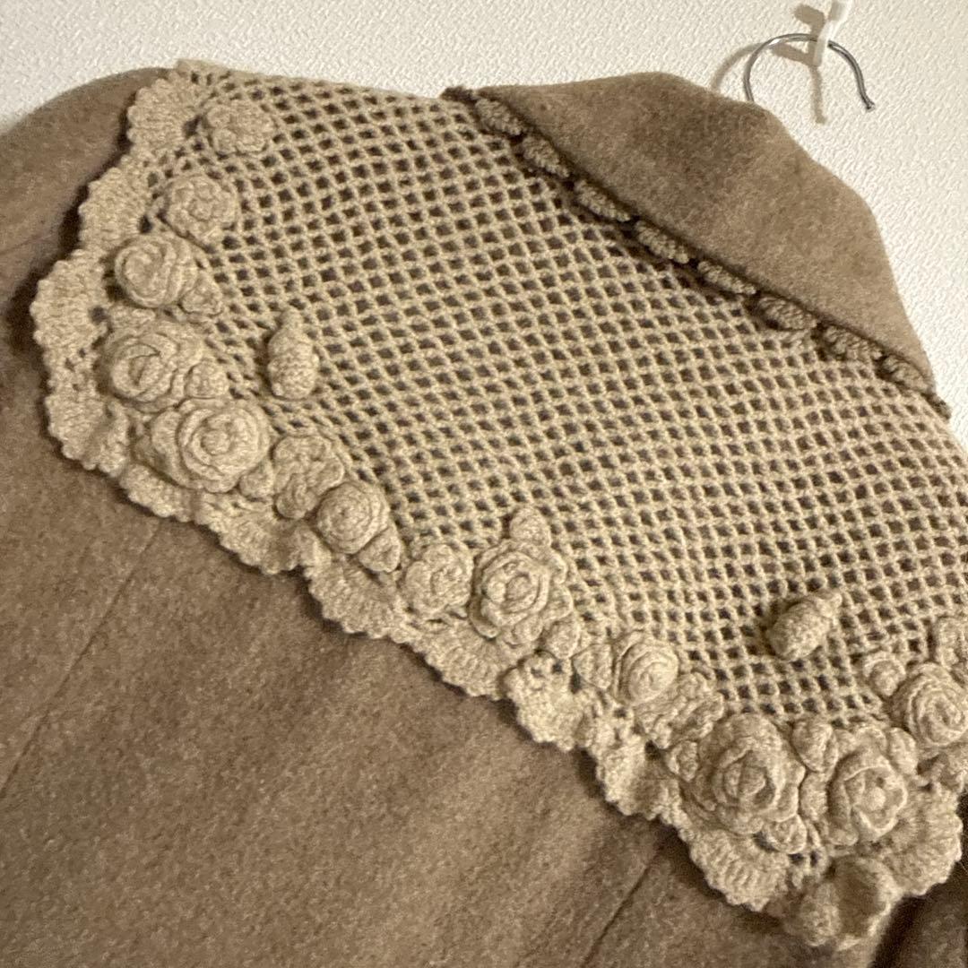 【美品】ピンクハウス　ベージュ フレアコート レース襟