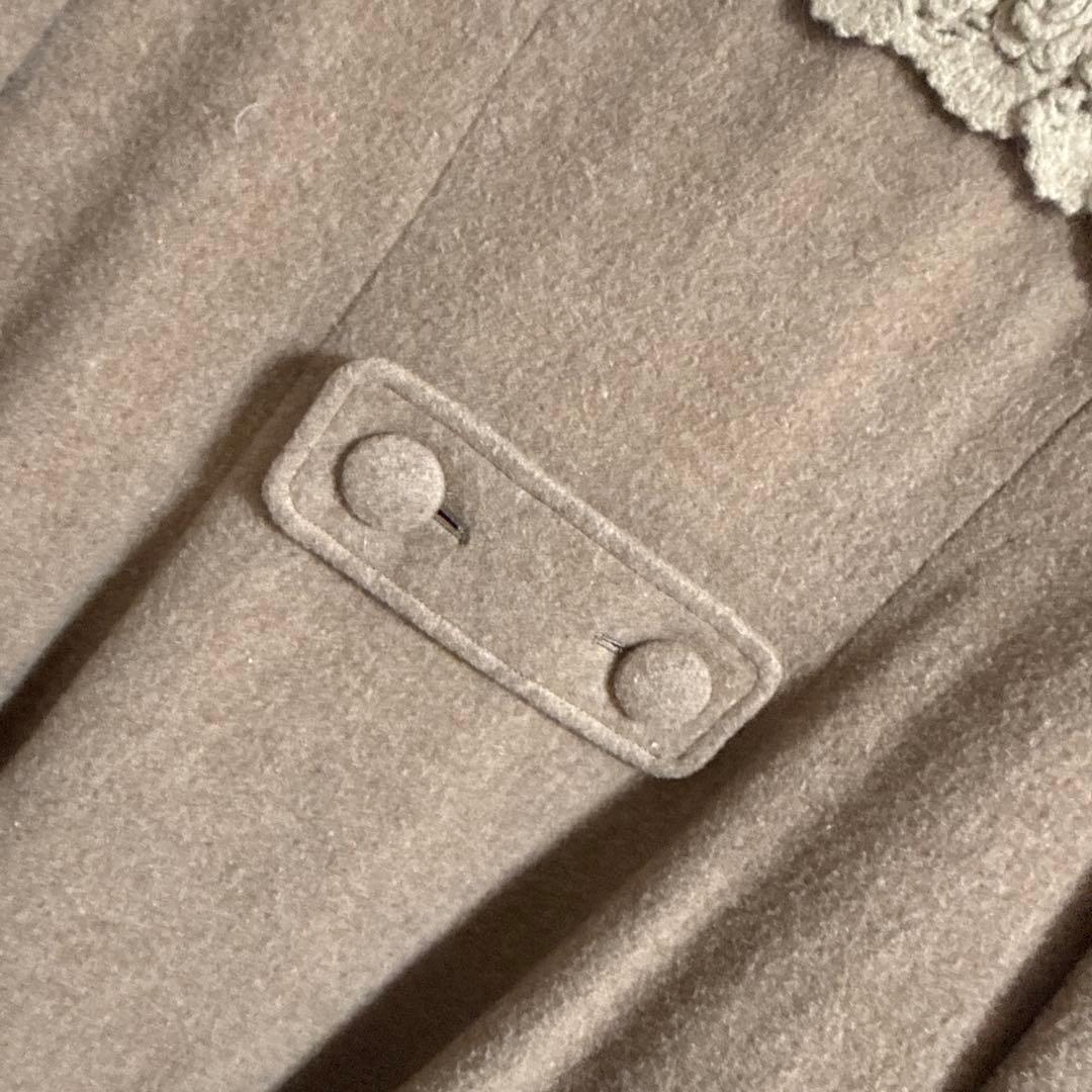 【美品】ピンクハウス　ベージュ フレアコート レース襟