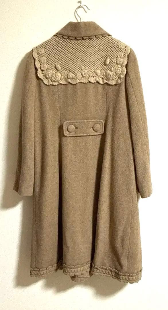 【美品】ピンクハウス　ベージュ フレアコート レース襟