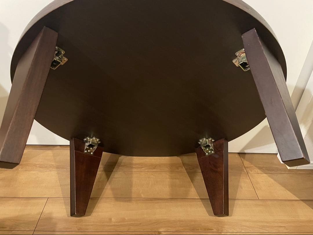 新生活　テーブル　円形　木製　座卓 ダークブラウン