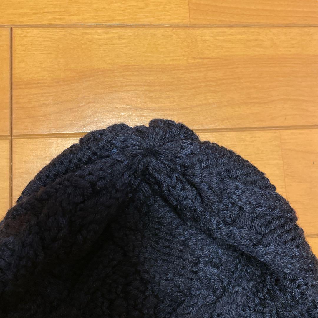 モンクレール 2020年製 ウール×牛革タグ ニット帽 ビーニー 美品