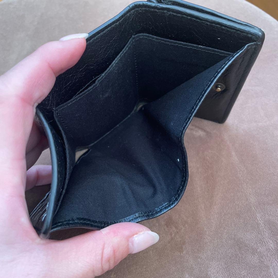 バレンシアガ ペーパーミニウォレット /グラフィティ 三つ折り財布 レザー 黒