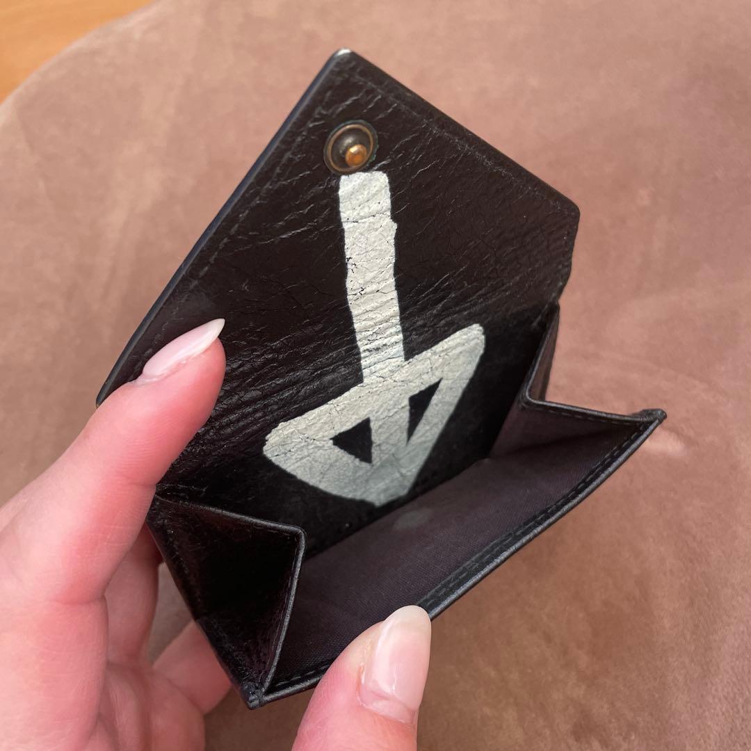 バレンシアガ ペーパーミニウォレット /グラフィティ 三つ折り財布 レザー 黒