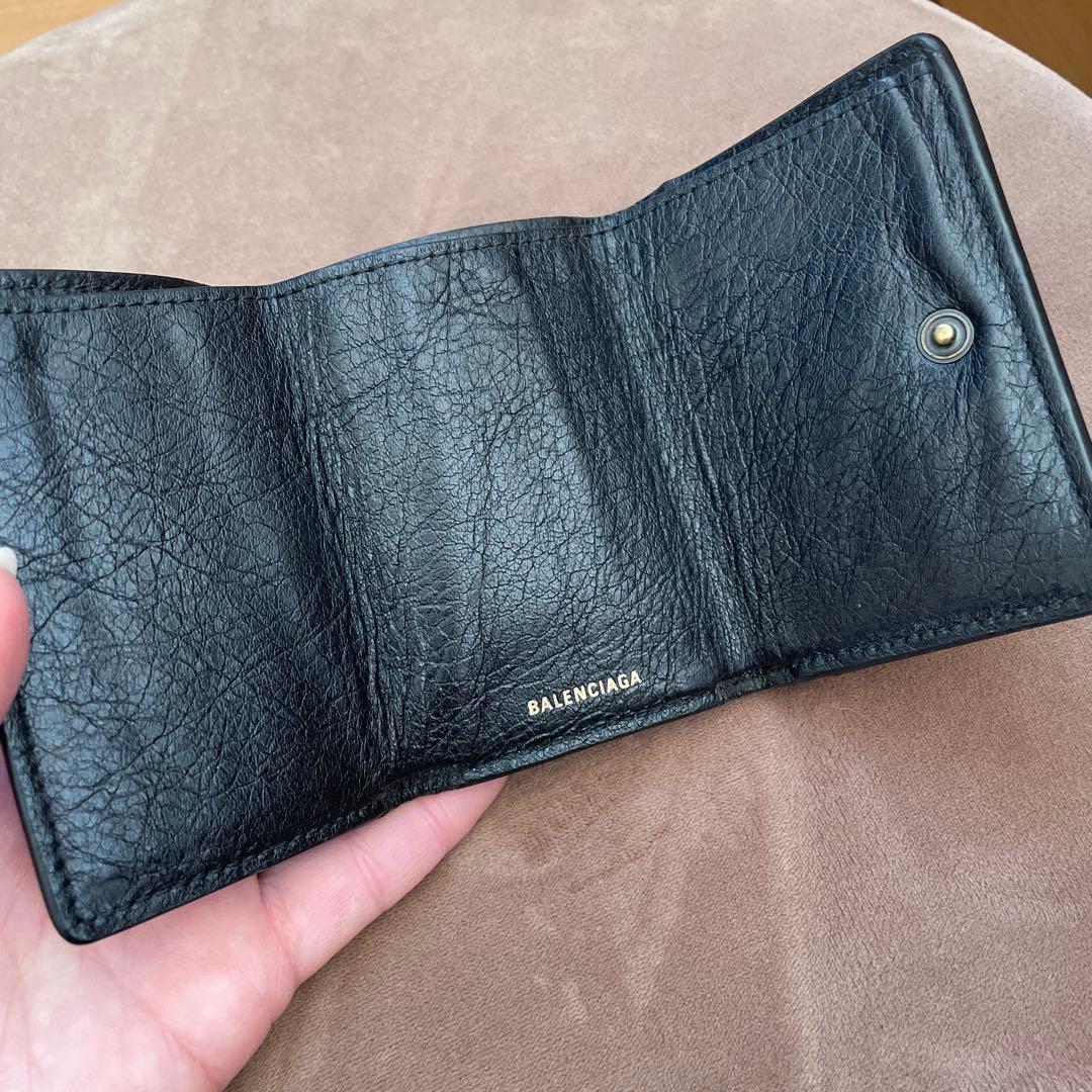 バレンシアガ ペーパーミニウォレット /グラフィティ 三つ折り財布 レザー 黒