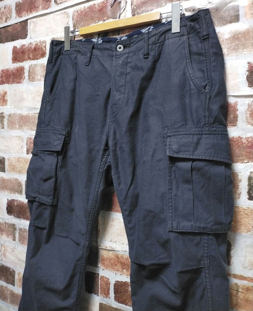 桃太郎ジーンズ 硫化 バックサテン カーゴ パンツ 7103SP W36インチ