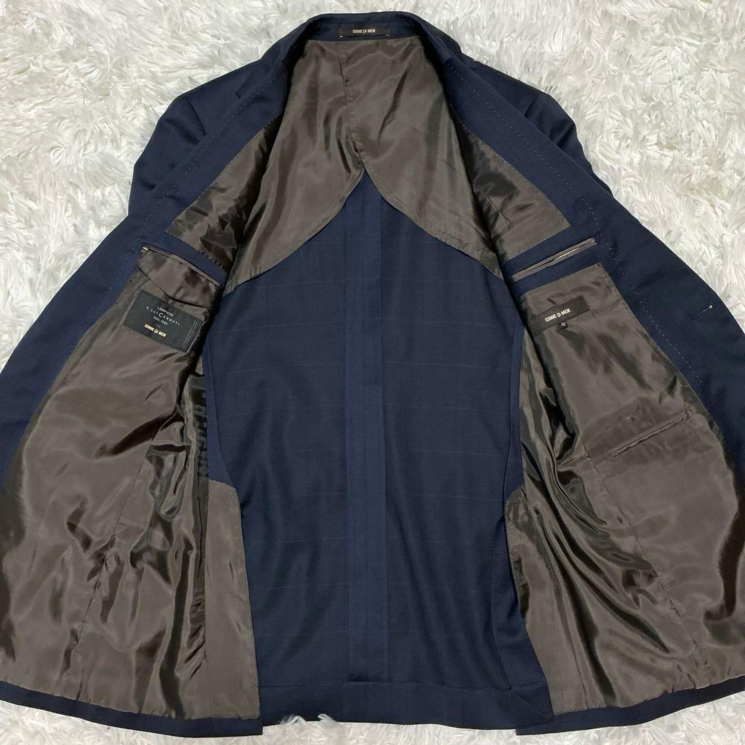 極美品⭐︎コムサメン スリーピーススーツ チェルッティ ウィンドウペン 紺 L