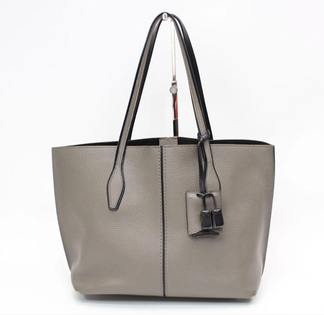 TOD’S トッズ トートバッグ ジョイ グレー レザー A4大容量ユニセックス