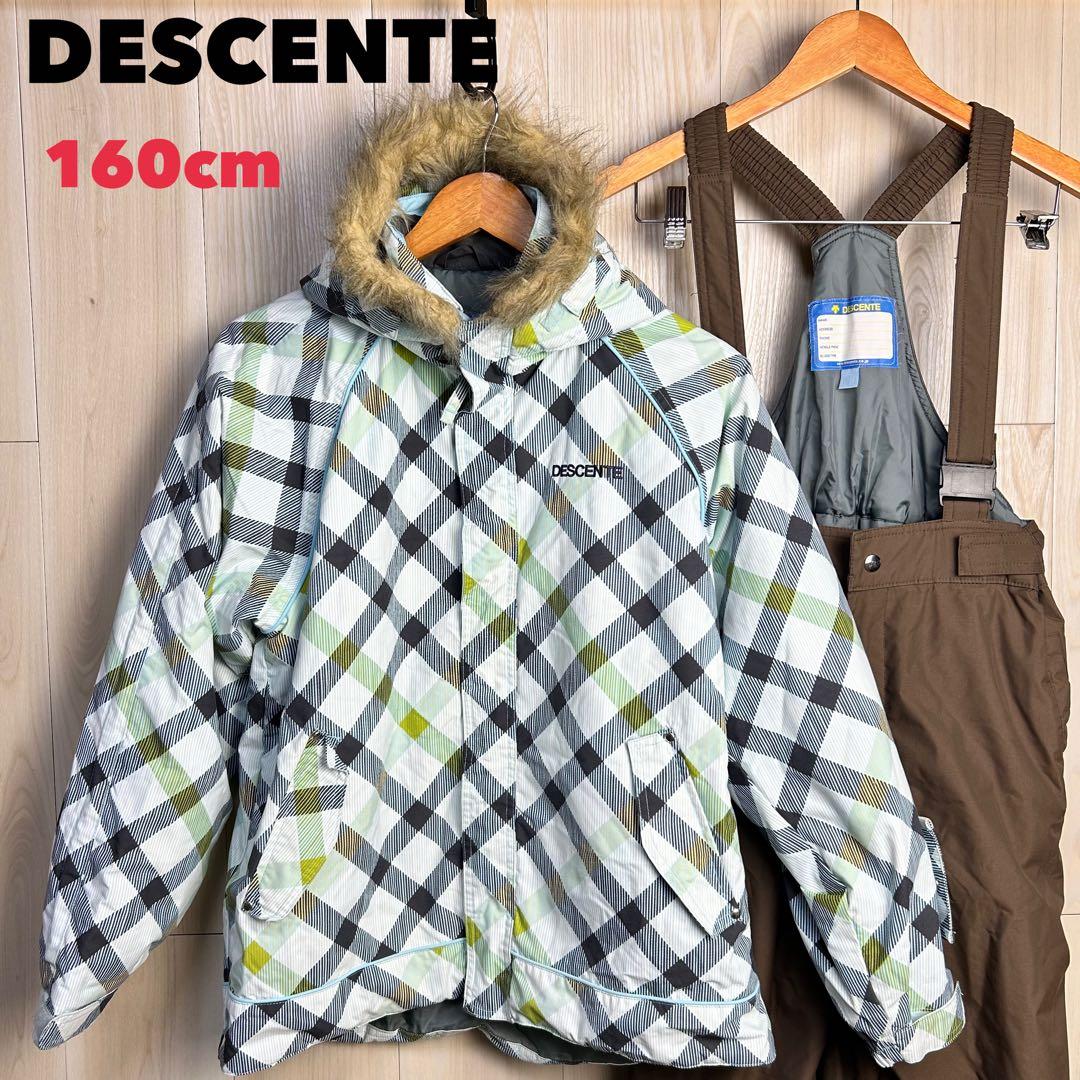 【スキーウェア】DESCENTE スノーボードウェア 160cm チェック柄