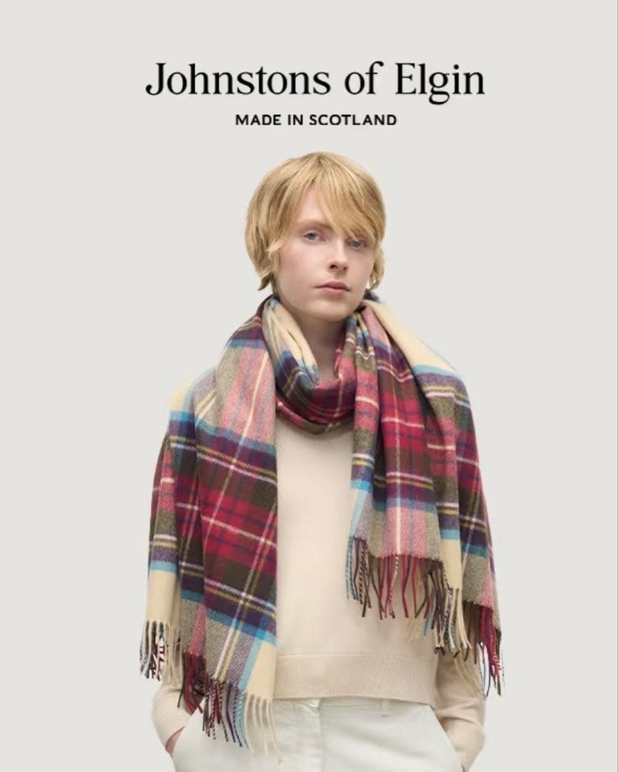 ジョンストンズオブエルガン 大判ストール マフラー カシミヤ100%