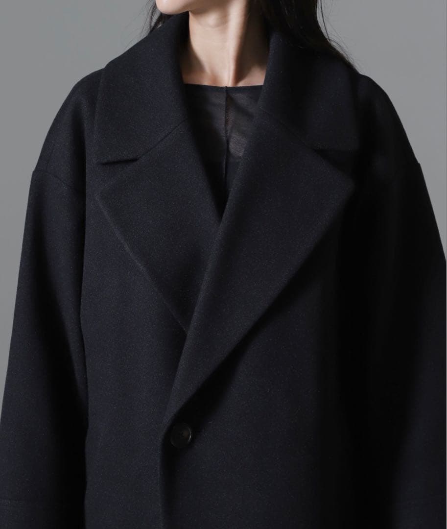 nano universe メルトンジャージーワイドチェスターコート美品