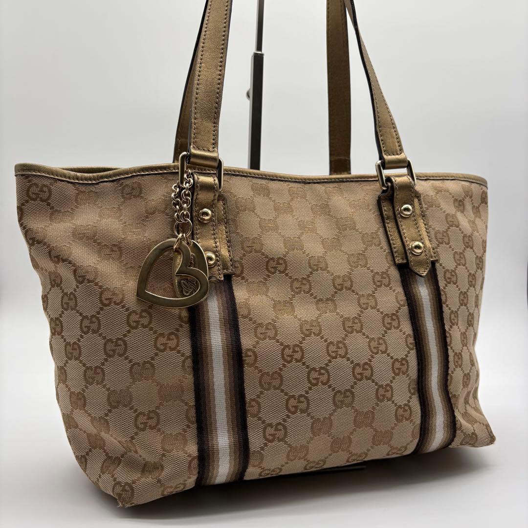 グッチ トートバッグ 肩掛け GGキャンバス シェリーライン ロゴ金具
