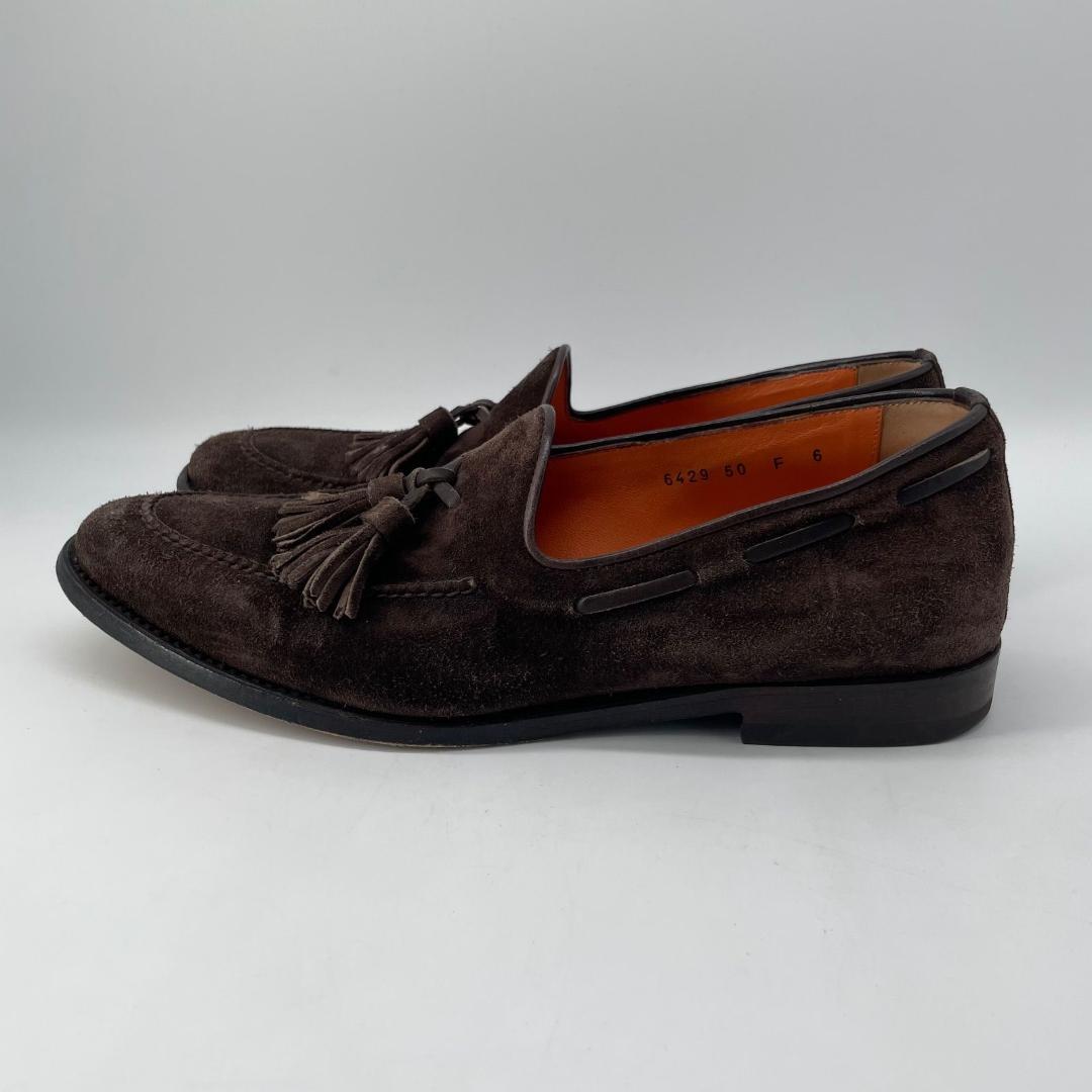 16072✨良品✨サントーニ スエード タッセルローファー 6 1/2 ブラウン