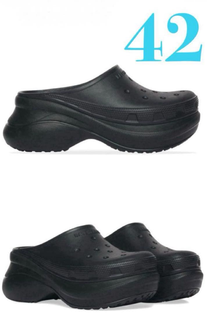 【BALENCIAGA】MEN'S CROCS MULE IN BLACK 42