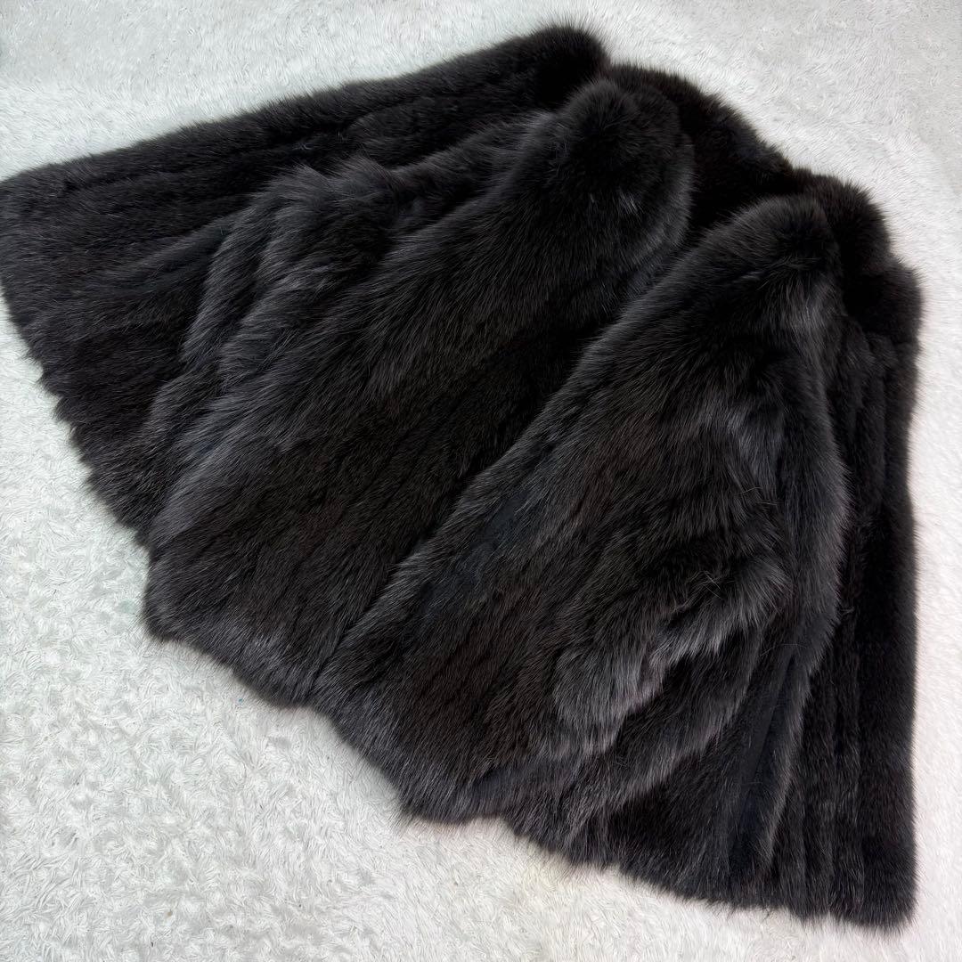 美品 サガフォックス ブルーフォックス デザイン◎ リアルファー 本毛皮 コート