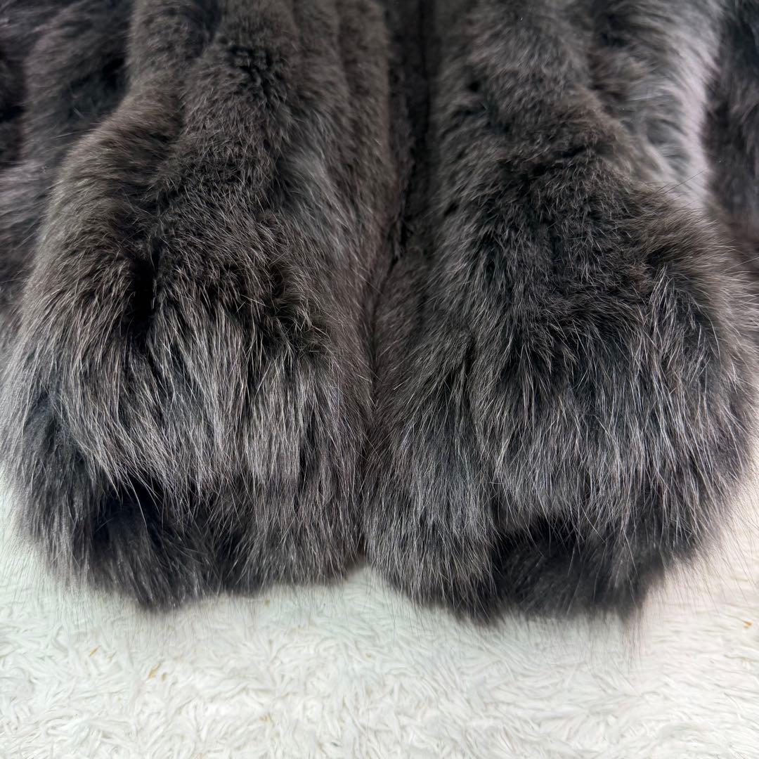 美品 サガフォックス ブルーフォックス デザイン◎ リアルファー 本毛皮 コート