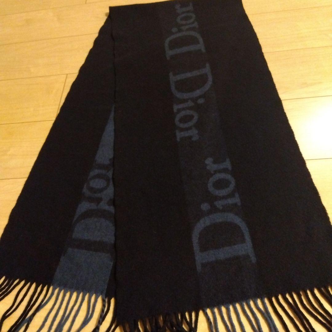Christian Dior ネイビー マフラー　濃紺