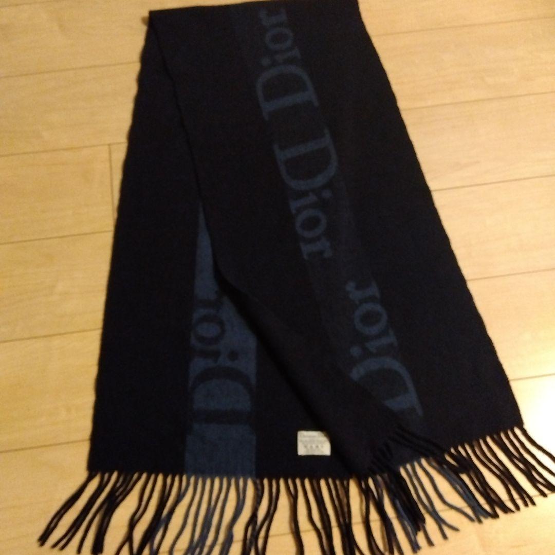Christian Dior ネイビー マフラー　濃紺