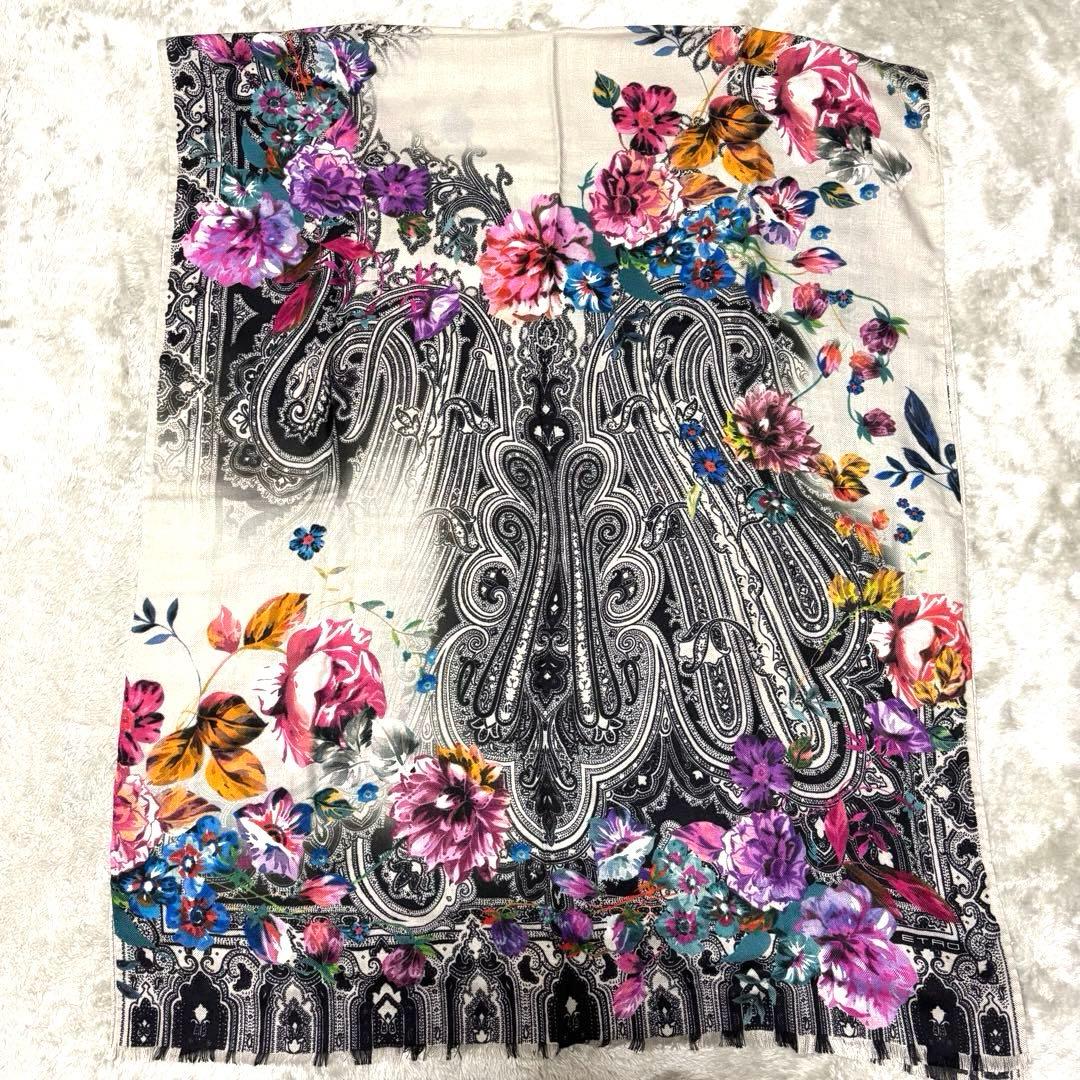 こまETRO ストール ペイズリー 花柄 カシミヤ シルク