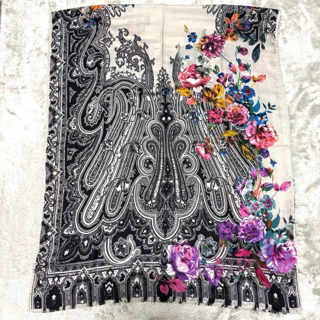 こまETRO ストール ペイズリー 花柄 カシミヤ シルク