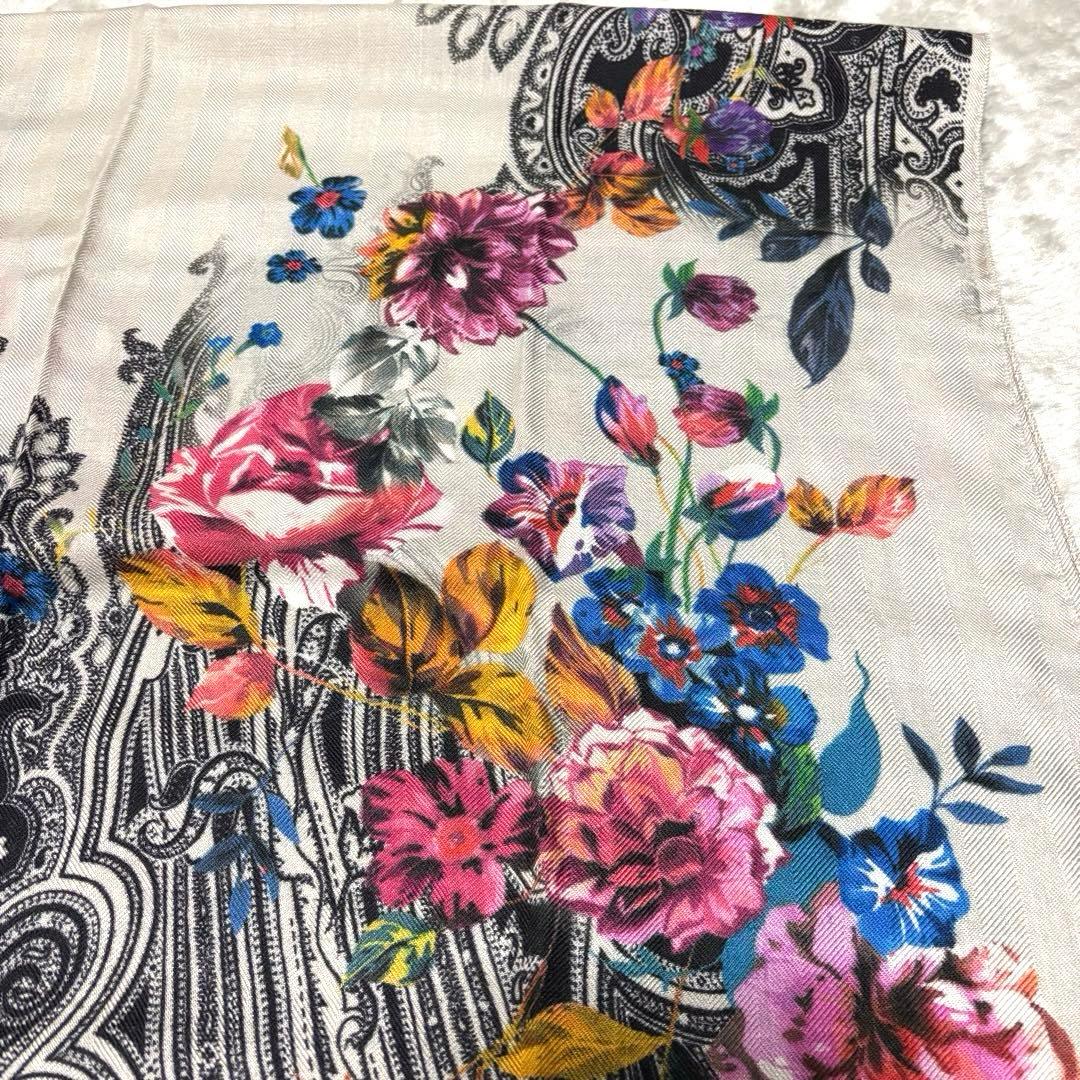 こまETRO ストール ペイズリー 花柄 カシミヤ シルク