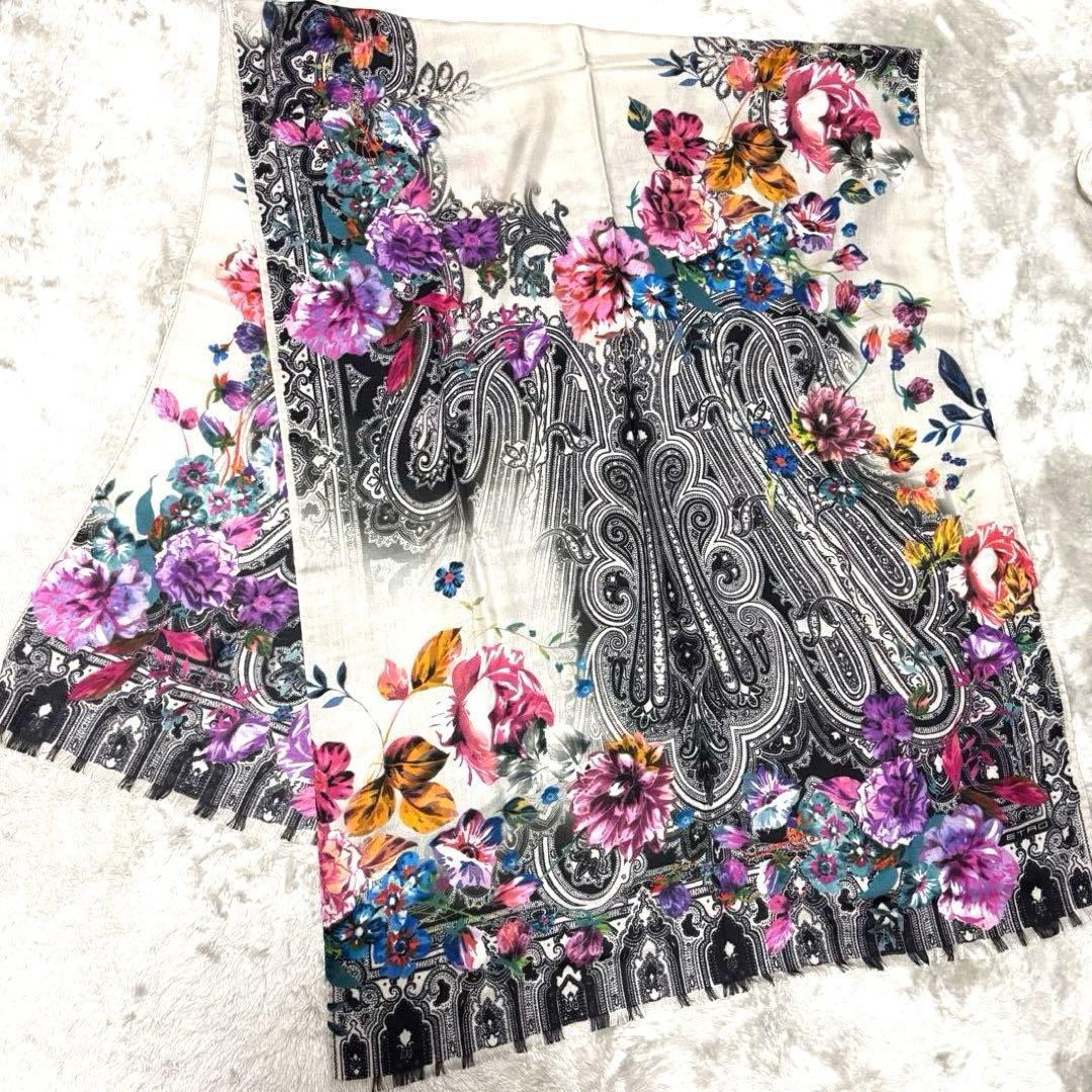 こまETRO ストール ペイズリー 花柄 カシミヤ シルク