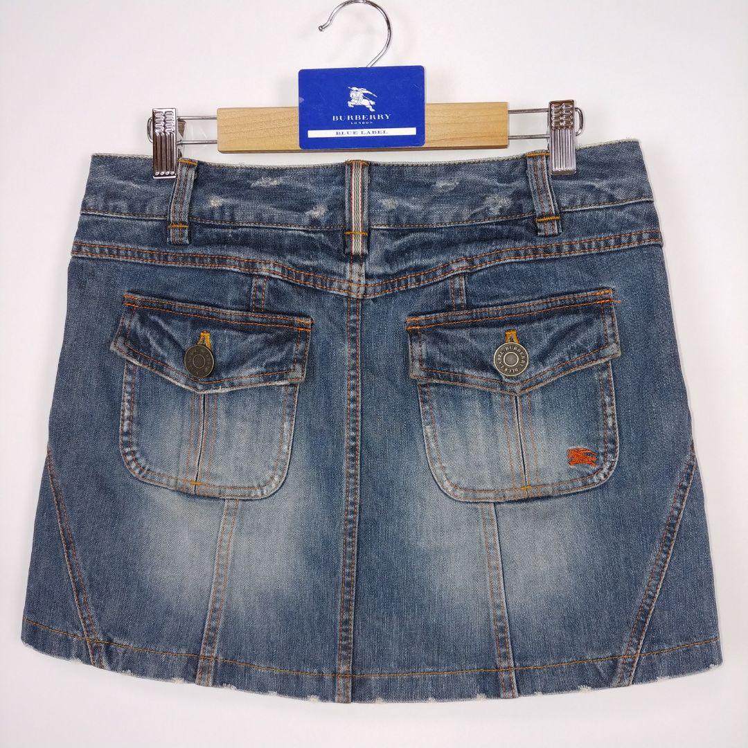 バーバリーブルーレーベル フロントボタンデニムミニスカート