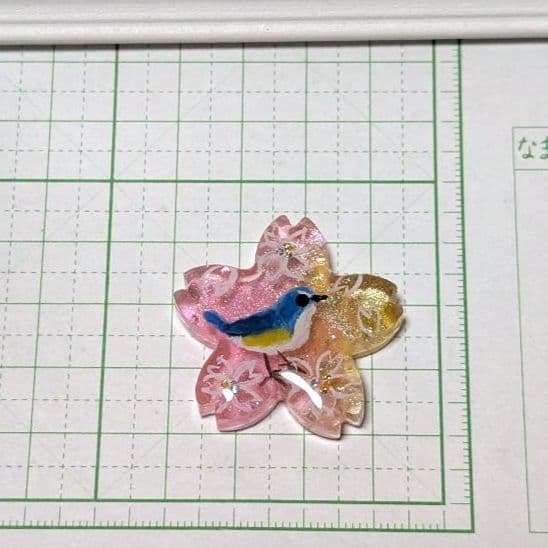 もちもち様　1.29 ルリビタキ　レジンヘアゴム　桜