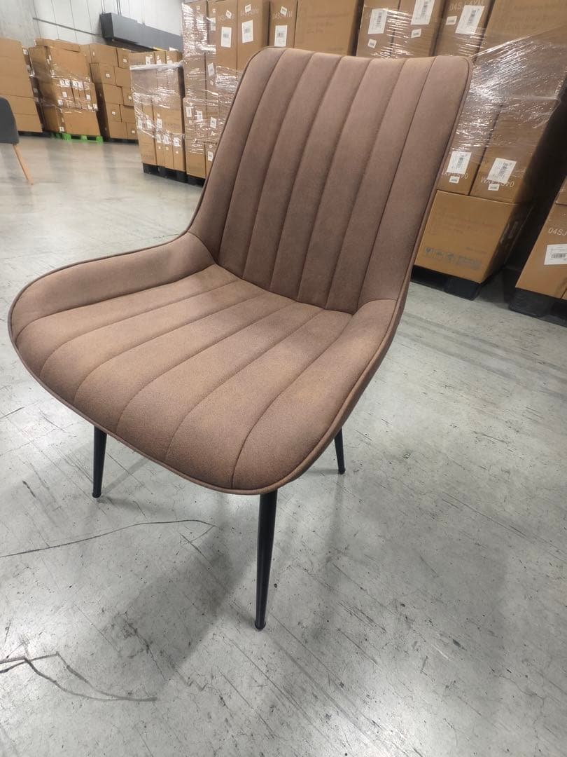 ダイニングチェア　反毛皮　疲れにくい おしゃれ 北欧風ブラウン4脚セット